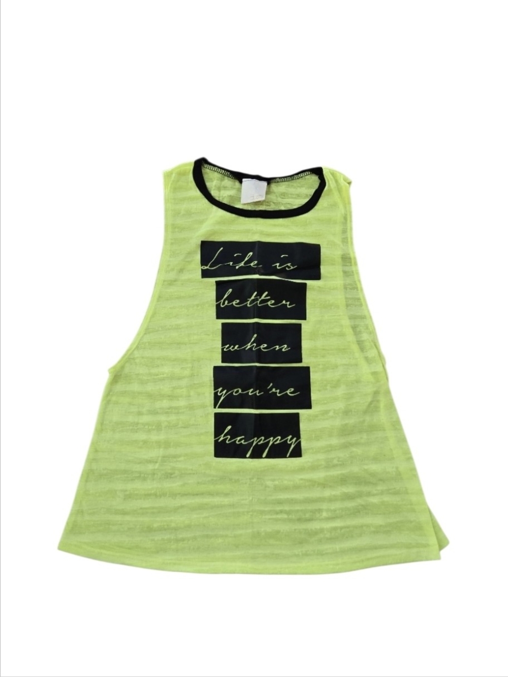 DUETS Neon Yellow Graphic Tank Top - "Life is Better" OS